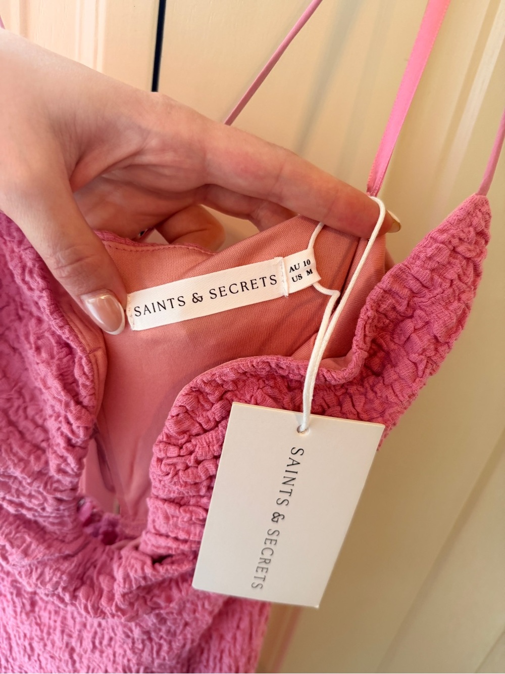 Barbie Pink Textured Maxi Dress with Plunge Neckline from Selfie Leslie - Picture 6 of 6